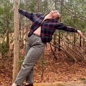 Vintage Alanni Plaid Wool Straight Leg Pants | Size 16